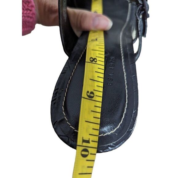 Chaps Women's Black Leather 3" Heel Croc Embossed Slide Kourtney Sandal Size 8 - Picture 6 of 12